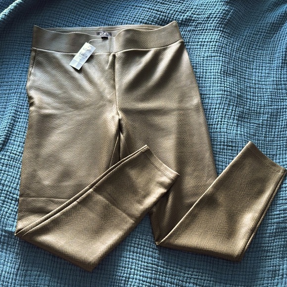 LOFT Olive faux snakeskin Leggings High-Waisted Stretch - Picture 1 of 4